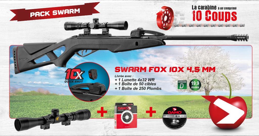 GAMO - SWARM FOX 10x COMBO - Carabine à air comprimé répétition 10